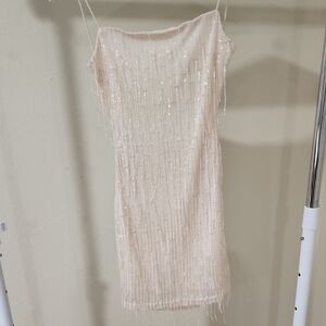 Windsor Strapless Sequin Dress in Cream